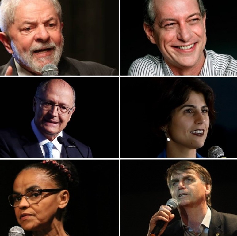 Frente Ampla derrotada. Lula, Bolsonaro, Ciro Gomes, Marina Silva, Alckmin, Manuela Davila