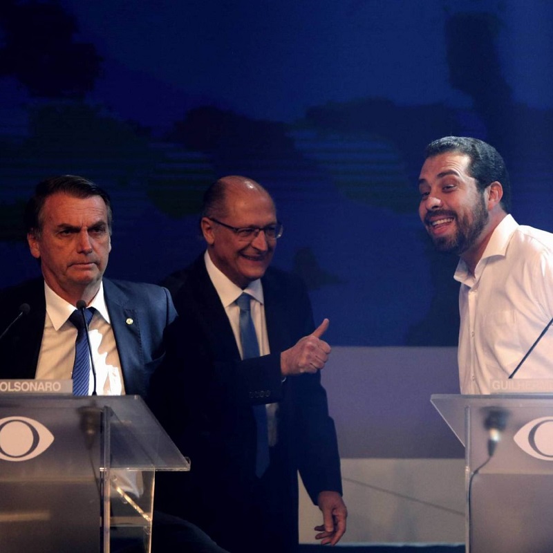 Bolsonaro, Alckmin e Boulos durante o debate na Band Foto por F. Bizerra Jr.