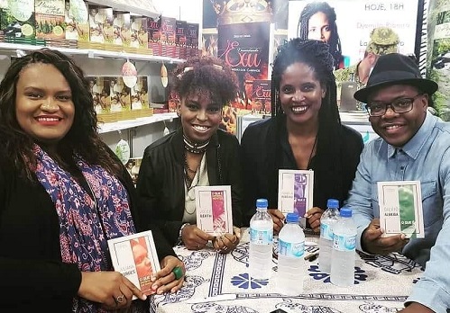 Juliana Borges, Joice Berth, Djamila Ribeiro e Silvio Almeida no lançamento da coleção Feminismos Plurais na Bienal do Livro de São Paulo