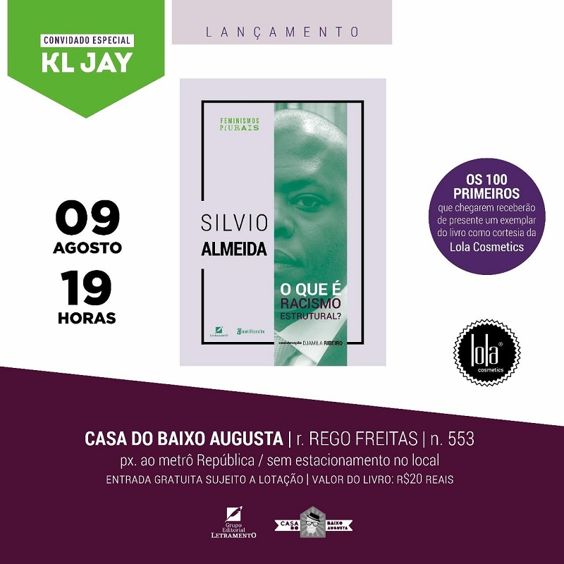 lançamento do livro "o que é racismo estrutura?", de Silvio Almeida