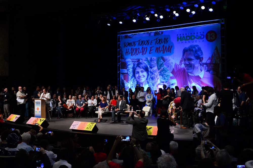 Ato político da candidatura de Fernando Haddad (PT) em São Paulo