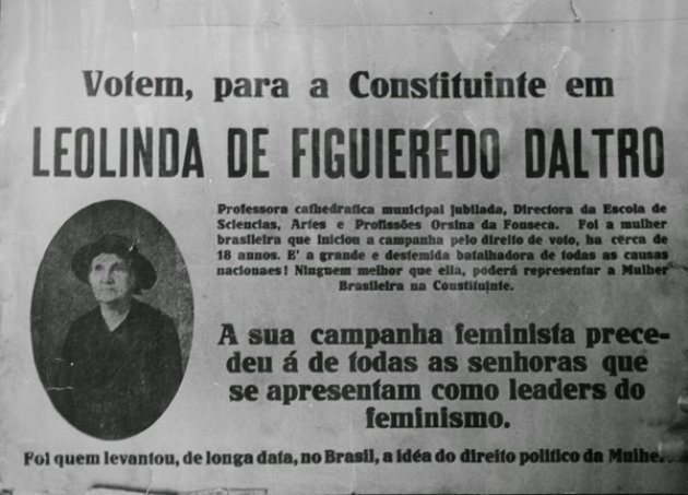 Folheto da campanha de Leolinda Daltro para a Assembleia Constituinte