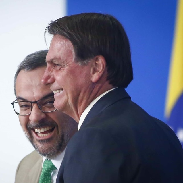 Jair Bolsonaro e o ministro da Educação, Abraham Weintraub, Foto: Sérgio Lima/Poder360