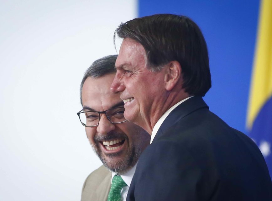 Jair Bolsonaro e o ministro da Educação, Abraham Weintraub, Foto: Sérgio Lima/Poder360 