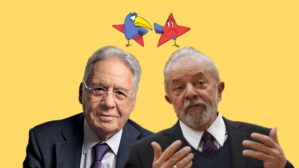 A arte mostra a continuidade entre os governo de FHC e Lula.