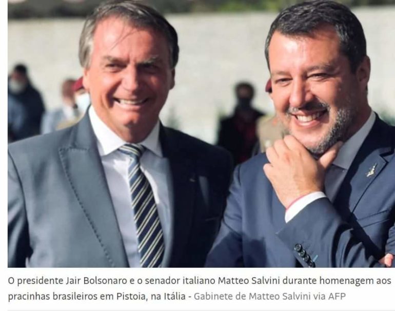 Bolsonaro e Salvini profanam o túmulo dos Pracinhas da FEB que lutaram contra o fascismo